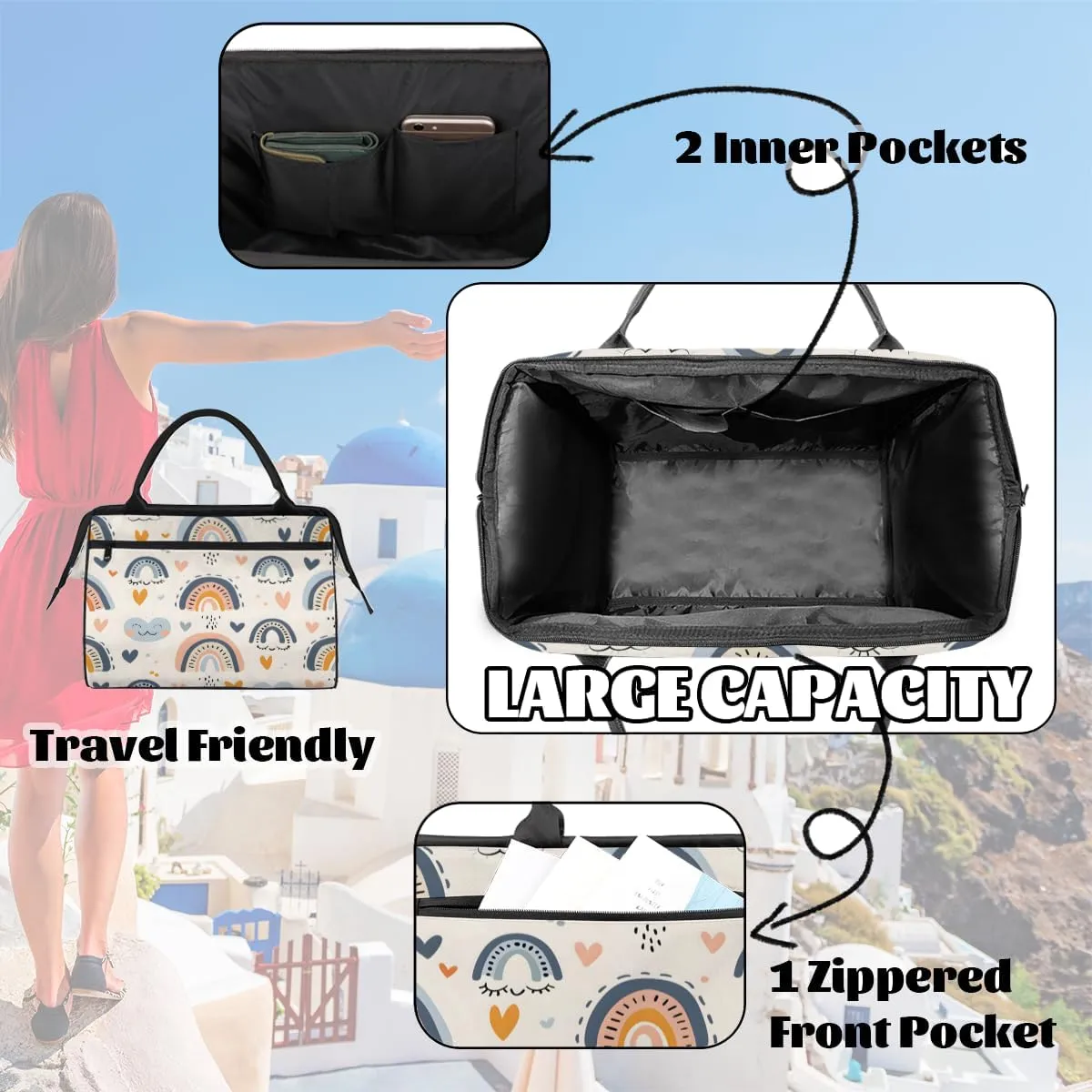 Tote Bag for Women with Zipper, Lightweight Travel Tote Bag Large Shoulder Bag Handbag for Work, Gym