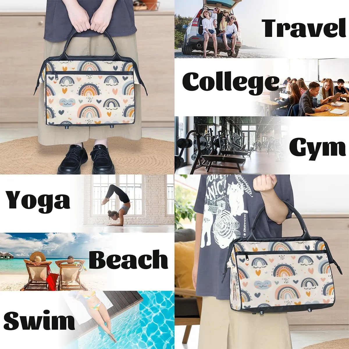 Tote Bag for Women with Zipper, Lightweight Travel Tote Bag Large Shoulder Bag Handbag for Work, Gym