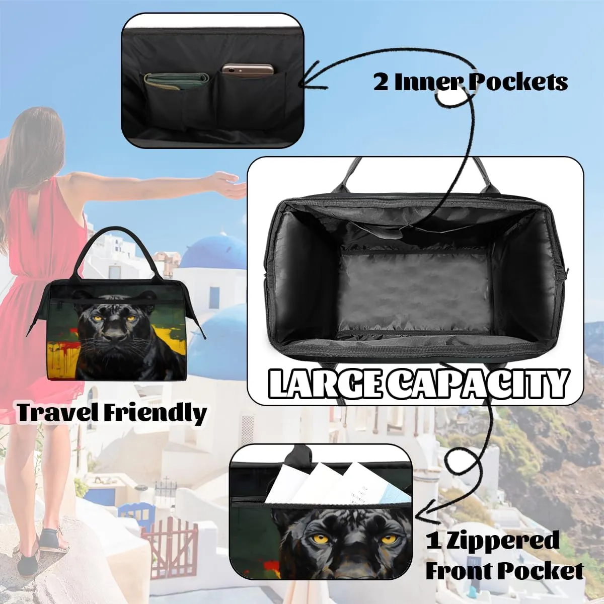 Tote Bag for Women with Zipper, Lightweight Travel Tote Bag Large Shoulder Bag Handbag for Work, Gym