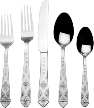 Towle Everyday Pueblo Flatware Service for 8, 42 Piece Set, 18/0 Stainless Steel, Silverware Set