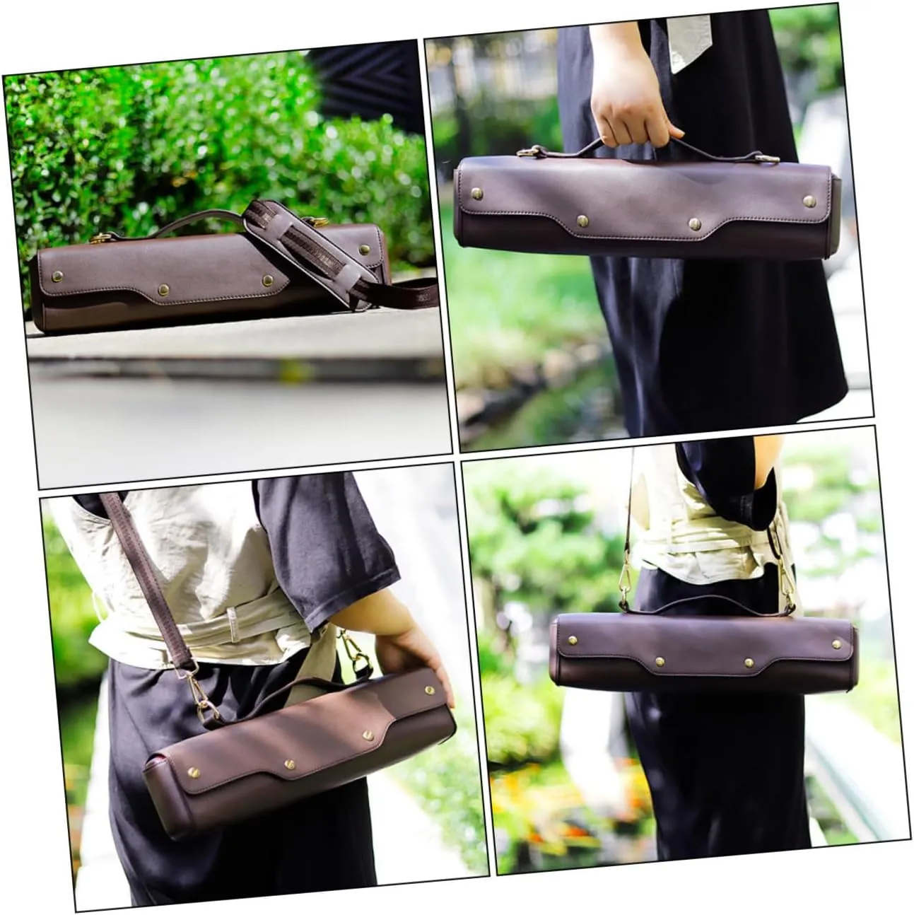 Toyvian 2pcs Pu Flute Hard Case Cover Carry Handle Lightweight Flute Bag Waterproof Padded Shoulder Bag for Outdoor Use