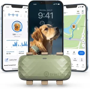 Tractive XL GPS Dog Tracker (50 lbs ) | Real-time Pet Location Tracker | Health & Wellness Alerts | Virtual Fence for Dogs | Dog Collar Attachment (Green)