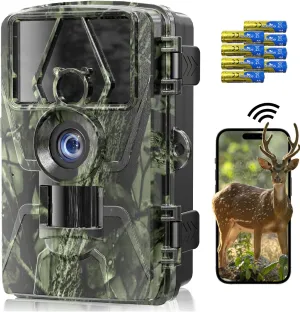 Trail Camera WiFi 60MP/8k Game Camera with No Glow Night Vision Waterproof,0.05s Trigger Motion Activated Hunting Camera,Suitable for Outdoor Wildlife Deer Scouting,Monitoring Home Security