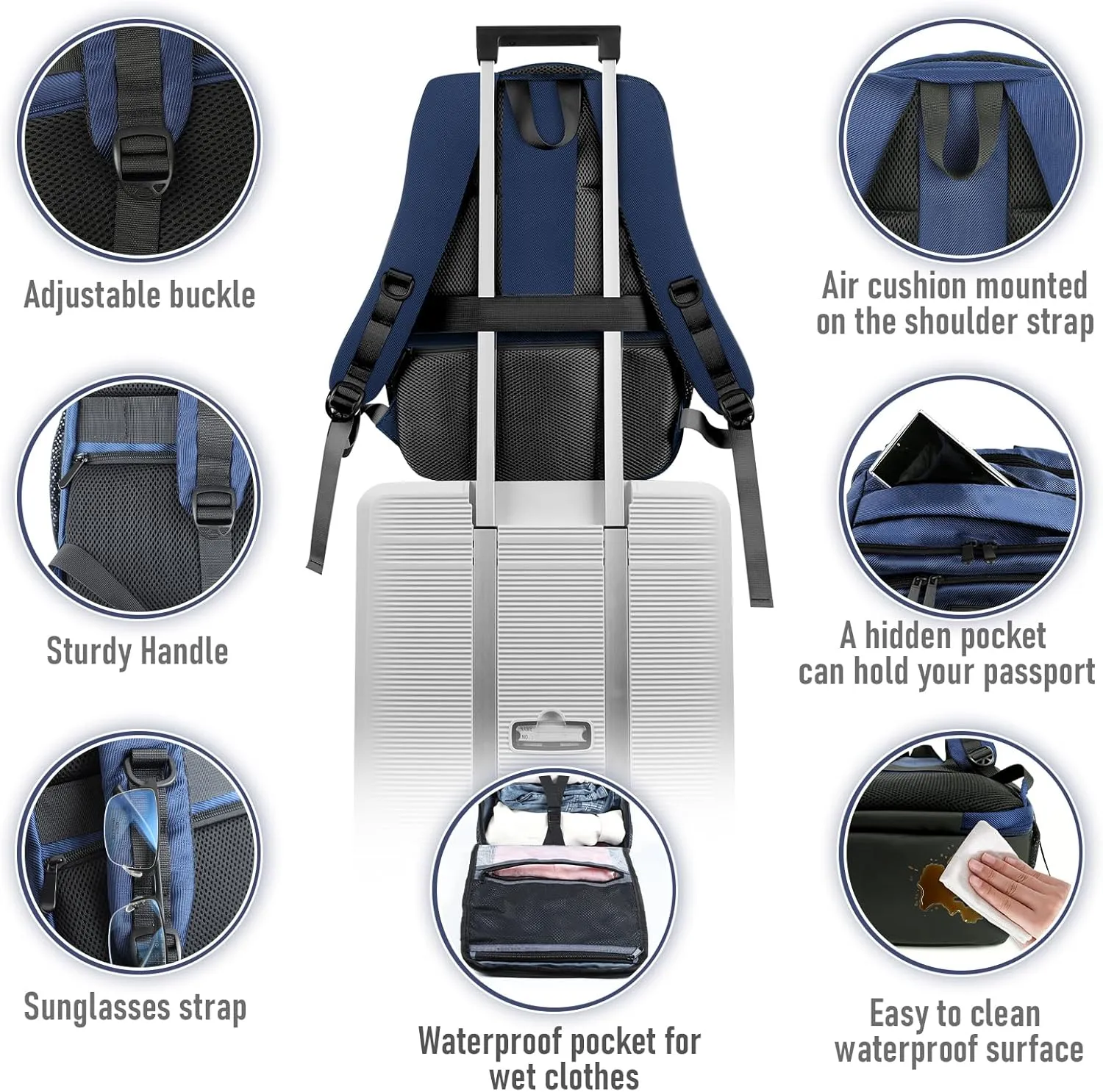 Travel Backpack, Business Anti Theft Slim Sturdy Laptops Backpack with USB Charging Port, Water Resistant College School Laptop Bag for Men & Women Fits 15.6 Inch Notebook (Navy Blue)