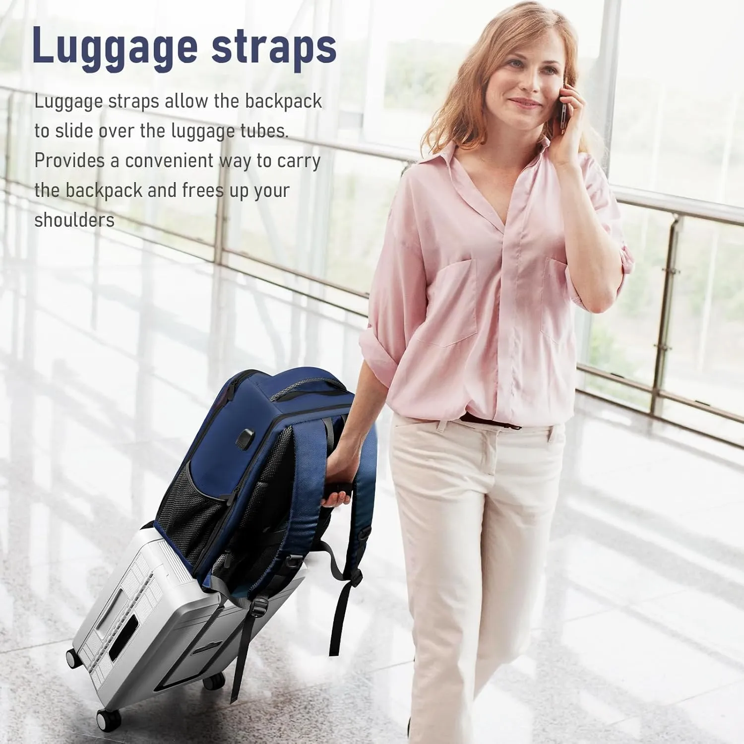 Travel Backpack, Business Anti Theft Slim Sturdy Laptops Backpack with USB Charging Port, Water Resistant College School Laptop Bag for Men & Women Fits 15.6 Inch Notebook (Navy Blue)