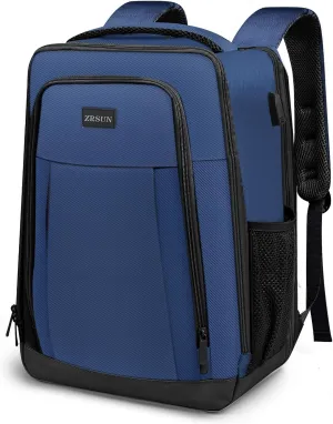 Travel Backpack, Business Anti Theft Slim Sturdy Laptops Backpack with USB Charging Port, Water Resistant College School Laptop Bag for Men & Women Fits 15.6 Inch Notebook (Navy Blue)