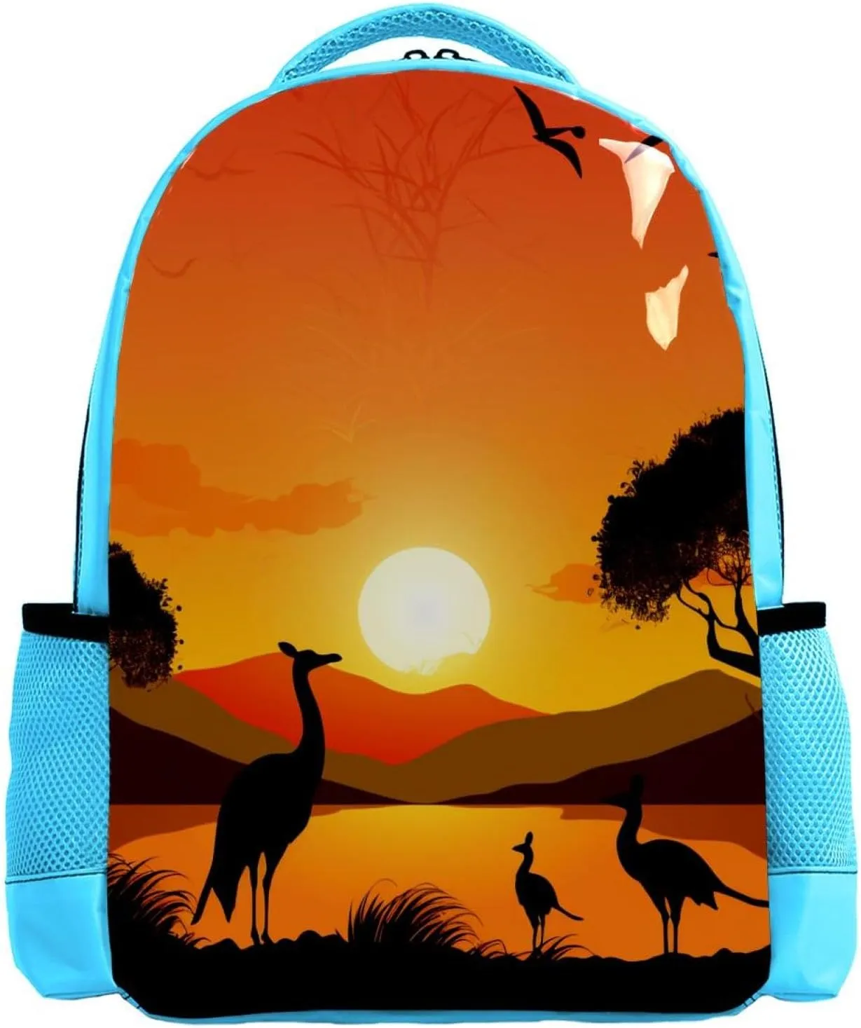 Travel Backpack for Women,Backpack for Men,Australia Sunset Kangaroo Ostrich,Backpack