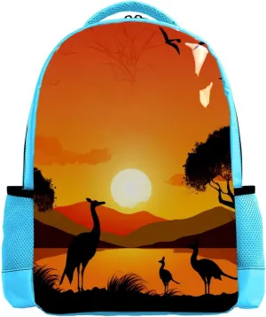 Travel Backpack for Women,Backpack for Men,Australia Sunset Kangaroo Ostrich,Backpack