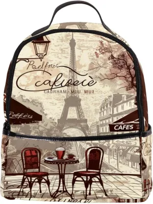 Travel Backpack,Work Backpack,Back Pack,Eiffel Tower Vintage Newspaper,Backpack