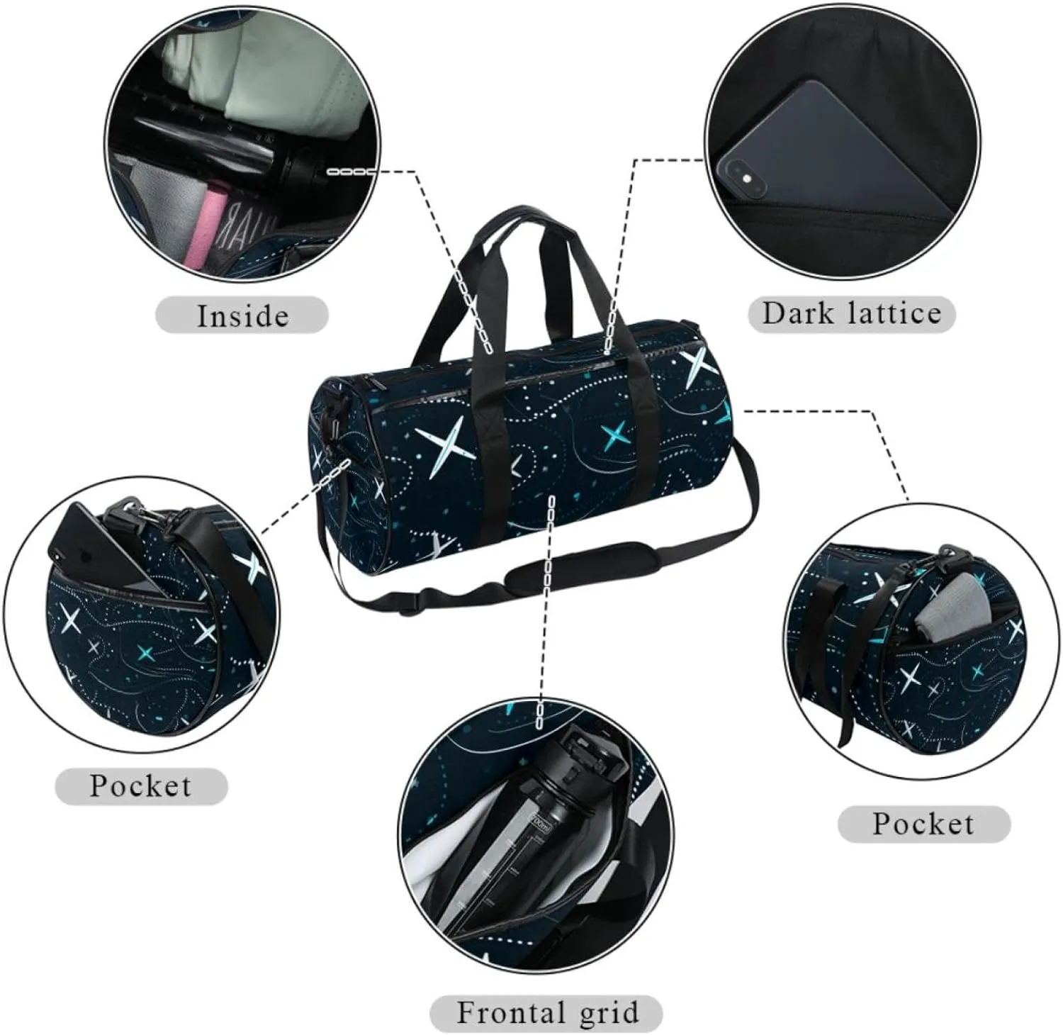 Travel Bag,Mens Gym Bag,Womens Gym Bag,Airplane Line Gray Print,Sports Bag