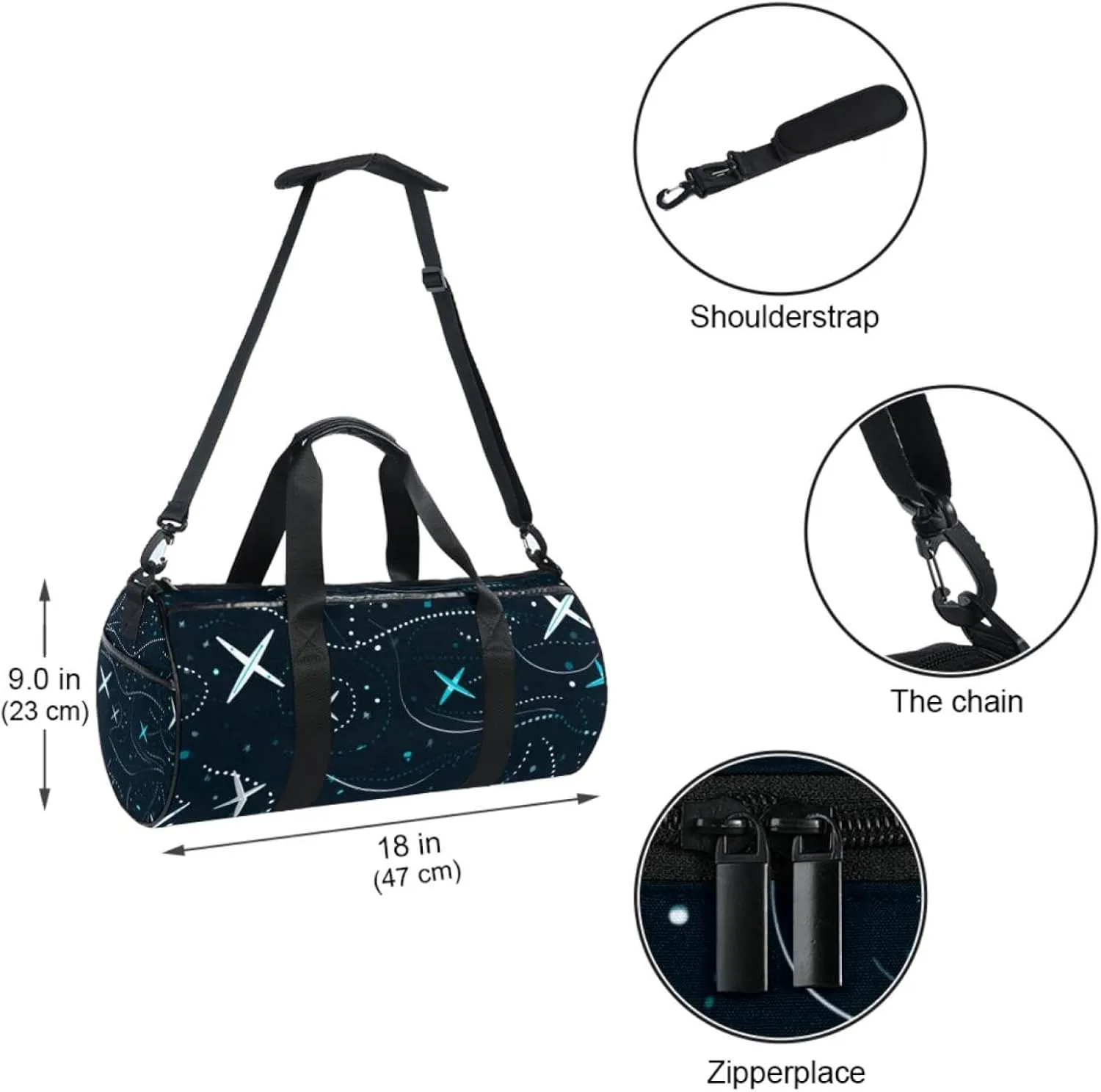 Travel Bag,Mens Gym Bag,Womens Gym Bag,Airplane Line Gray Print,Sports Bag