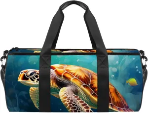 Travel Bag,Mens Gym Bag,Womens Gym Bag,Bubble Blue Sea Turtle,Sports Bag