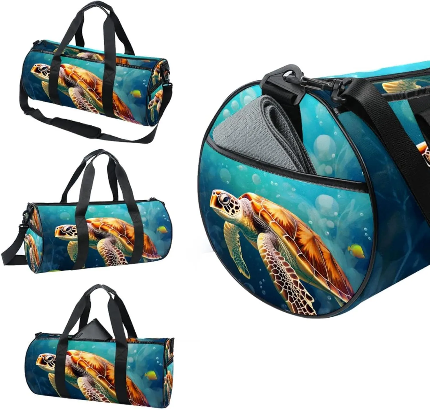 Travel Bag,Mens Gym Bag,Womens Gym Bag,Bubble Blue Sea Turtle,Sports Bag