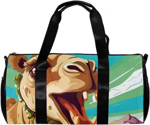 Travel Bag,Mens Gym Bag,Womens Gym Bag,Cartoon Funny Camel Desert,Sports Bag