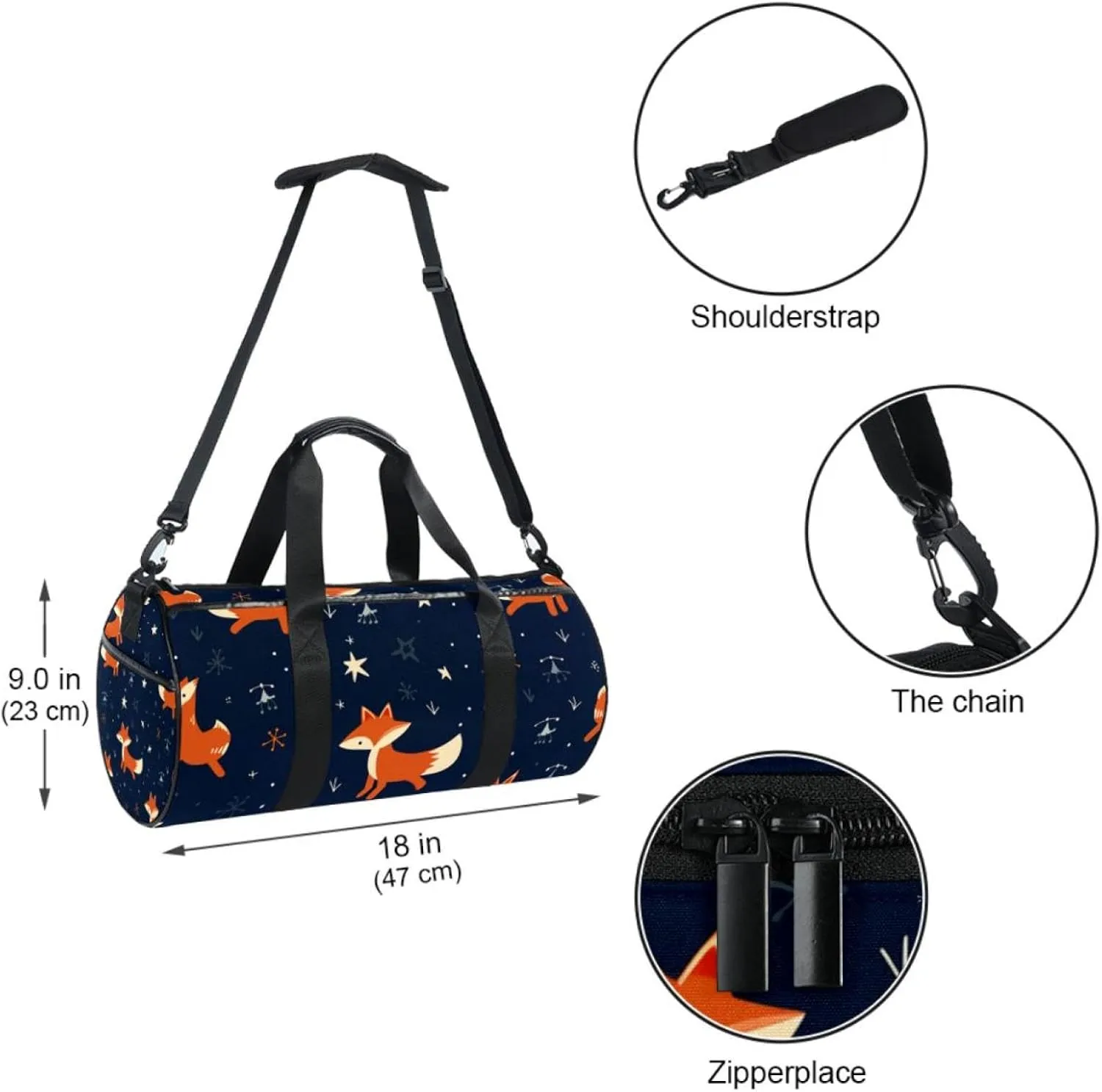 Travel Bag,Mens Gym Bag,Womens Gym Bag,Cute Abstract Fox,Sports Bag