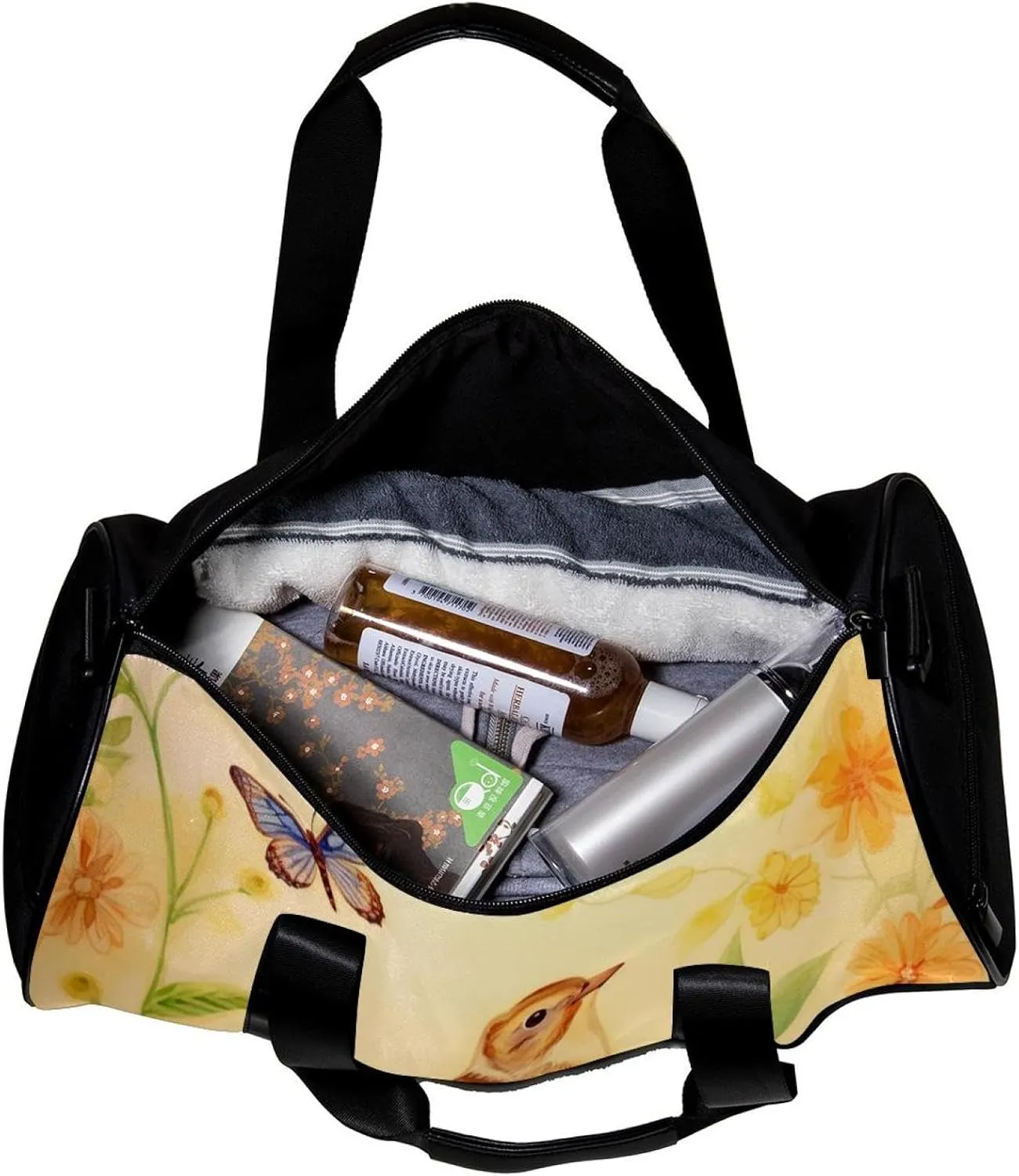 Travel Bag,Mens Gym Bag,Womens Gym Bag,Daisy Bird in Flower,Sports Bag