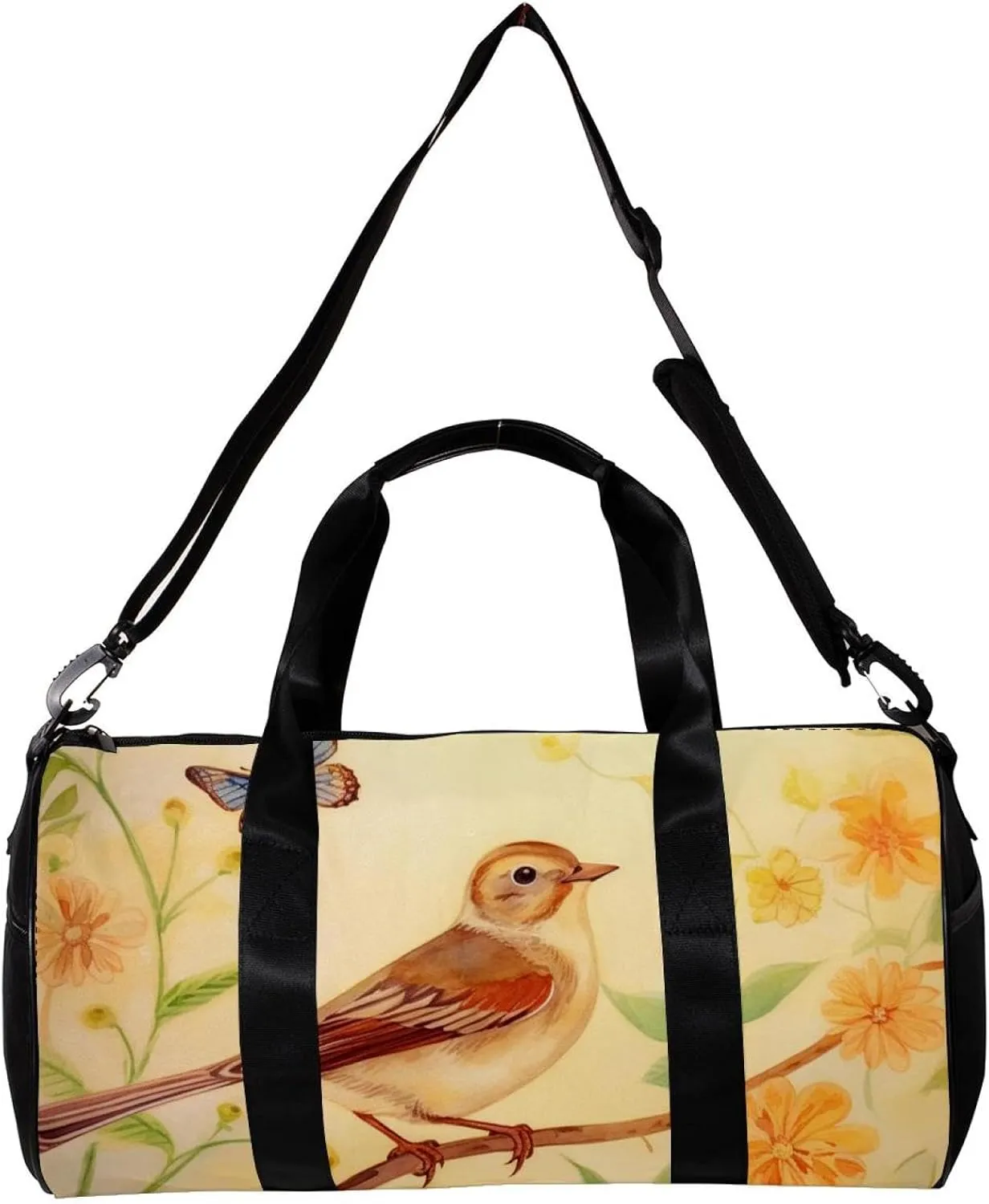 Travel Bag,Mens Gym Bag,Womens Gym Bag,Daisy Bird in Flower,Sports Bag