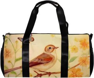Travel Bag,Mens Gym Bag,Womens Gym Bag,Daisy Bird in Flower,Sports Bag