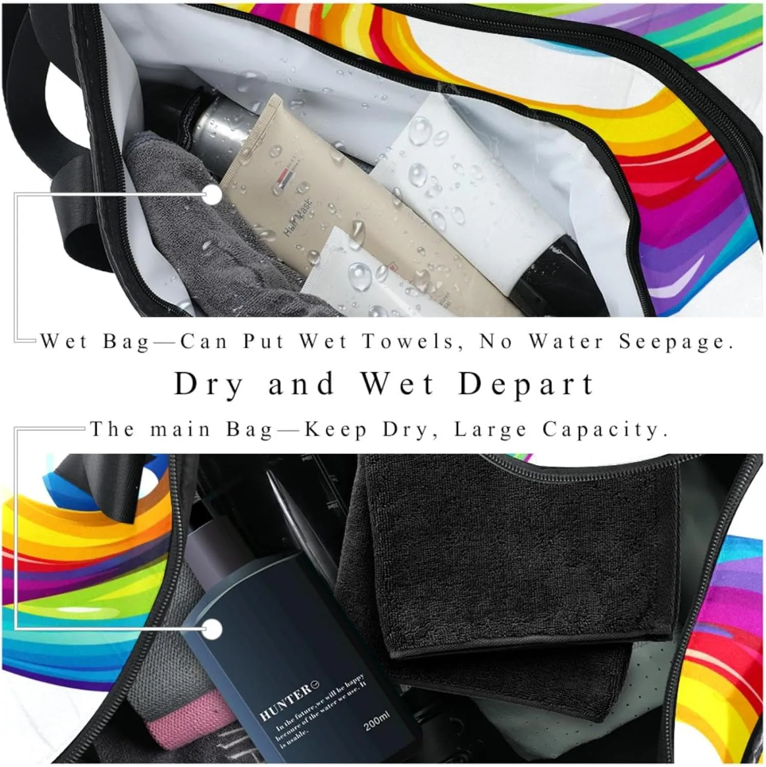 Travel Bag,Mens Gym Bag,Womens Gym Bag,Drop and Rainbow,Sports Bag
