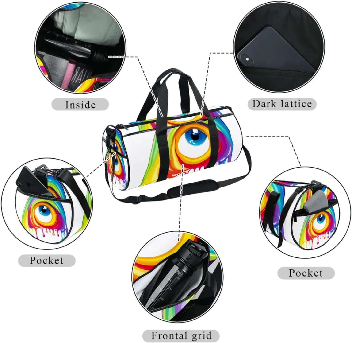 Travel Bag,Mens Gym Bag,Womens Gym Bag,Drop and Rainbow,Sports Bag