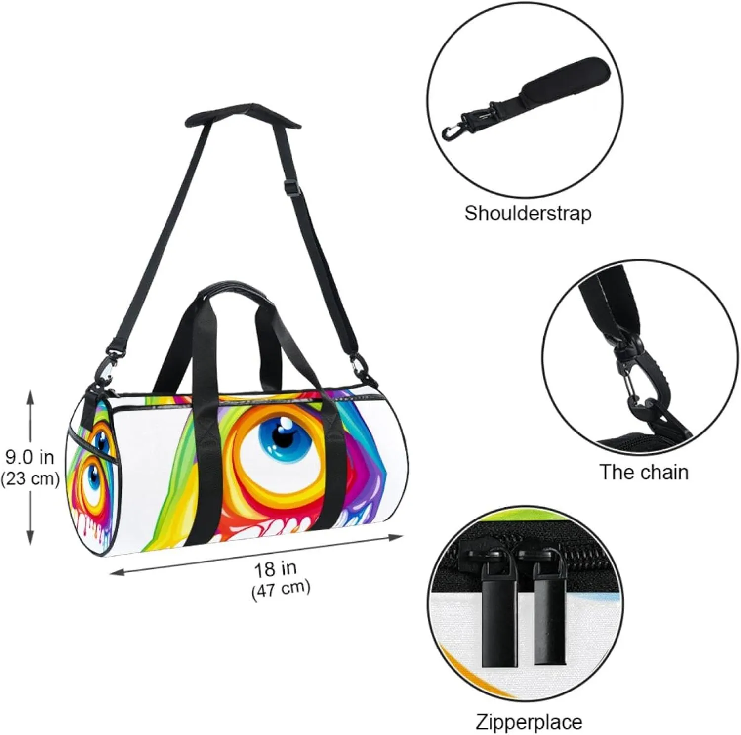Travel Bag,Mens Gym Bag,Womens Gym Bag,Drop and Rainbow,Sports Bag