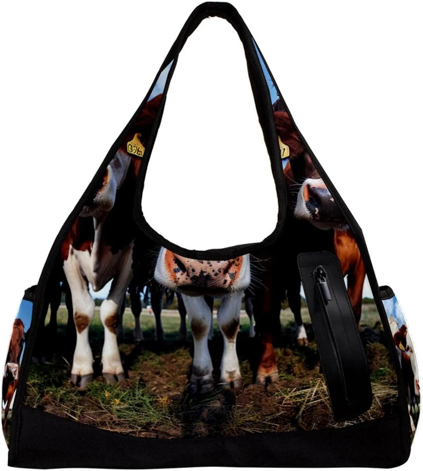 Travel Bag,Mens Gym Bag,Womens Gym Bag,Farm Prairie Cute Cow,Sports Bag