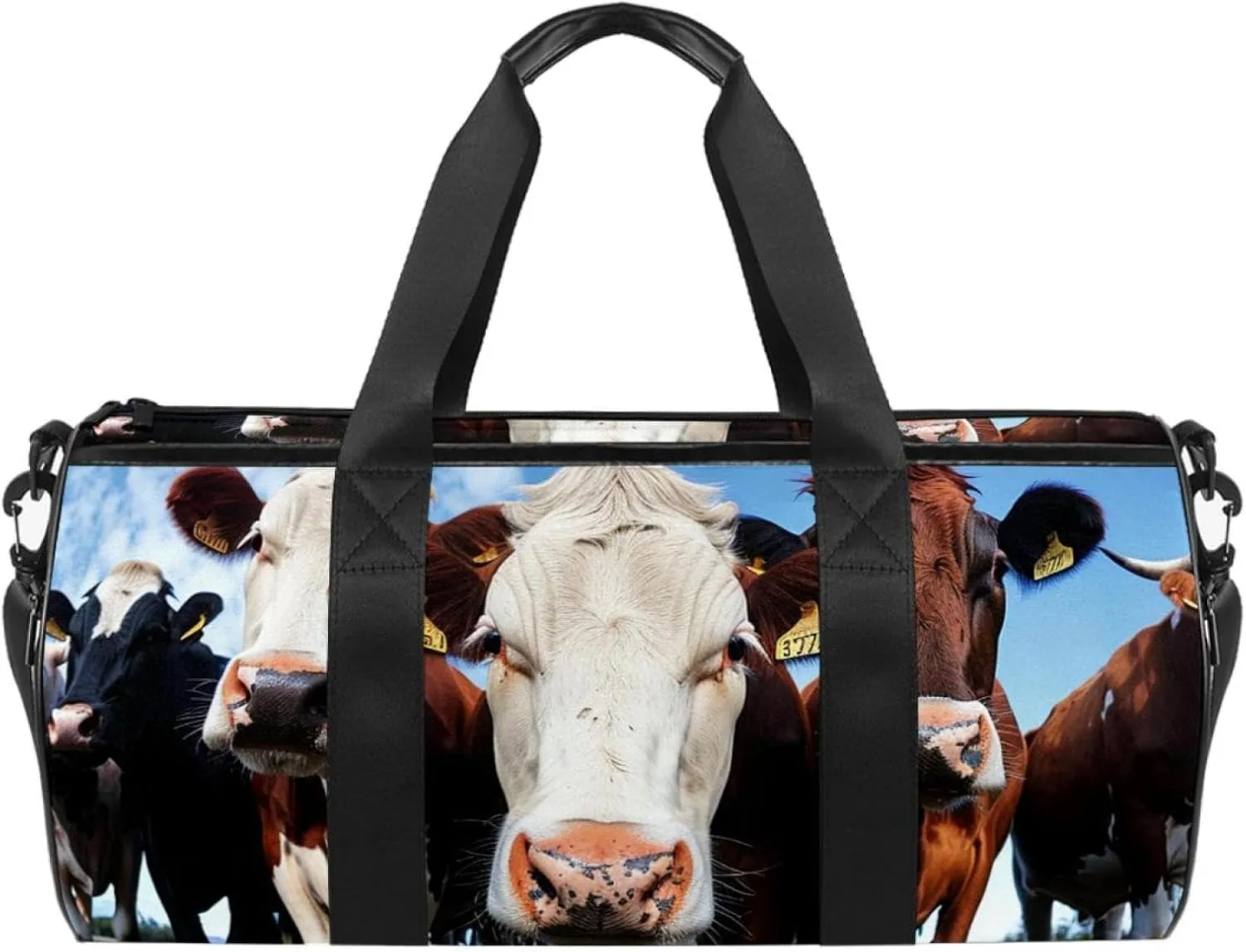 Travel Bag,Mens Gym Bag,Womens Gym Bag,Farm Prairie Cute Cow,Sports Bag