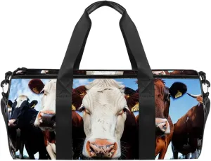 Travel Bag,Mens Gym Bag,Womens Gym Bag,Farm Prairie Cute Cow,Sports Bag
