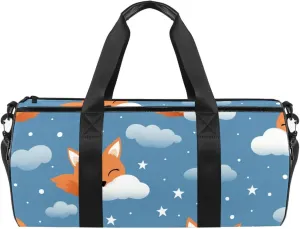 Travel Bag,Mens Gym Bag,Womens Gym Bag,Fox Animal with Clouds,Sports Bag