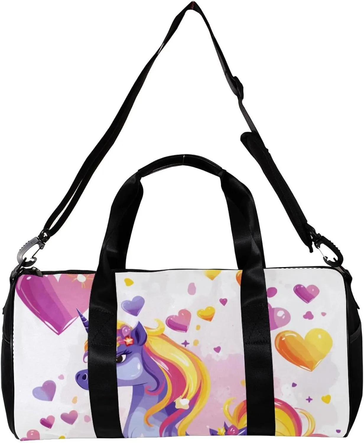 Travel Bag,Mens Gym Bag,Womens Gym Bag,Purple Rainbow Unicorn,Sports Bag