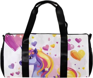 Travel Bag,Mens Gym Bag,Womens Gym Bag,Purple Rainbow Unicorn,Sports Bag