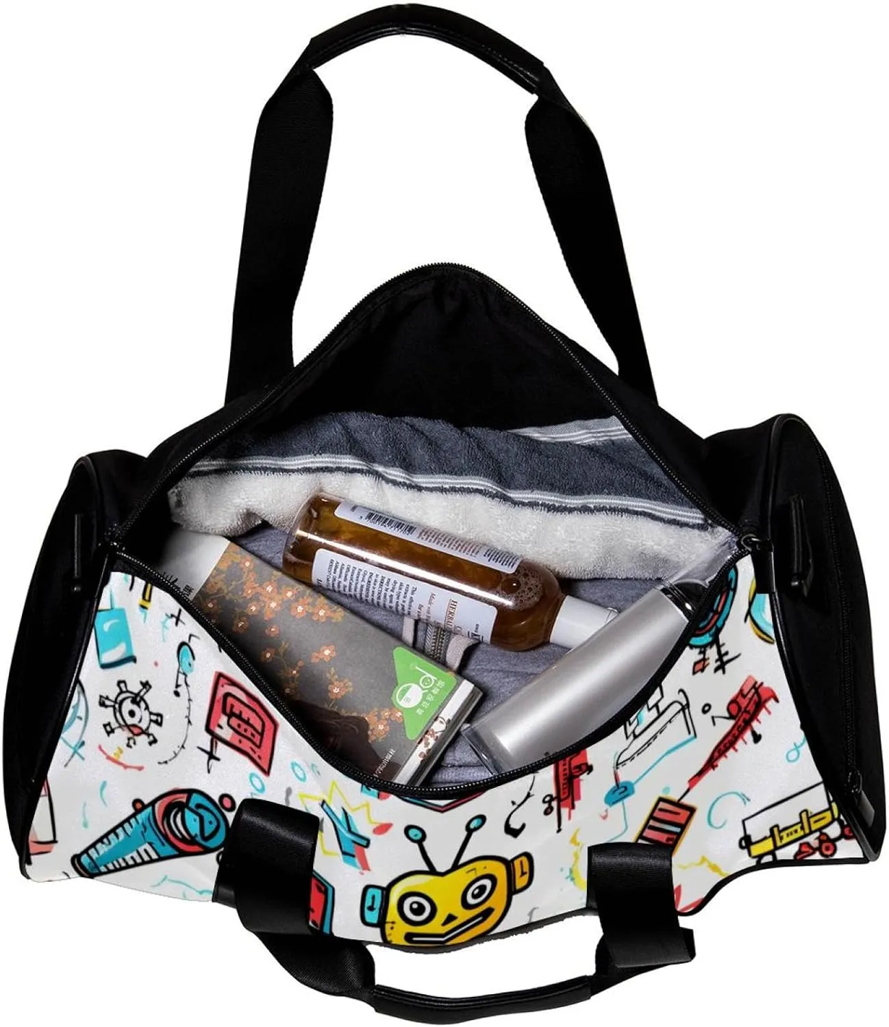 Travel Bag,Mens Gym Bag,Womens Gym Bag,Science and Funny Robots,Sports Bag