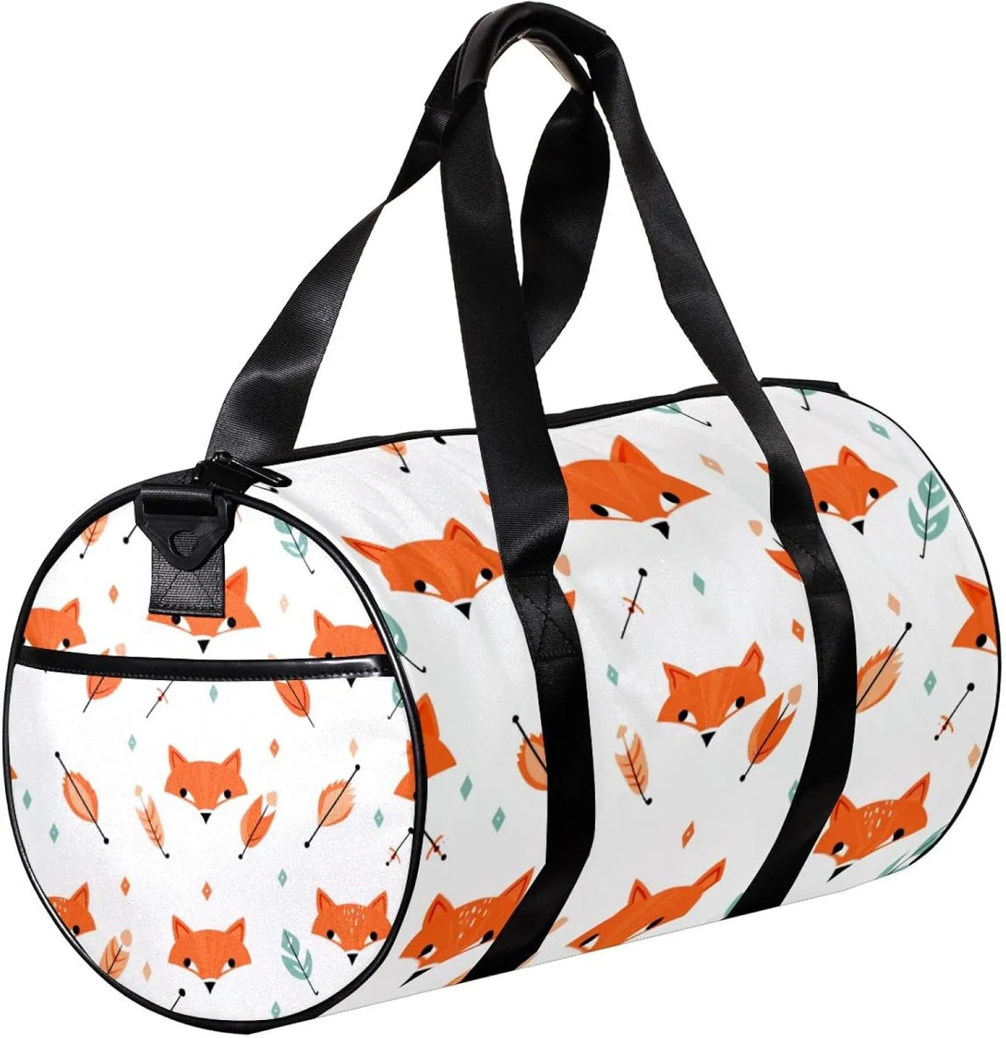 Travel Bag,Mens Gym Bag,Womens Gym Bag,Vector Pattern with Foxes and Arrows,Sports Bag