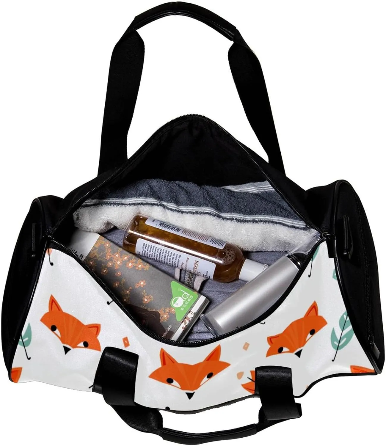 Travel Bag,Mens Gym Bag,Womens Gym Bag,Vector Pattern with Foxes and Arrows,Sports Bag