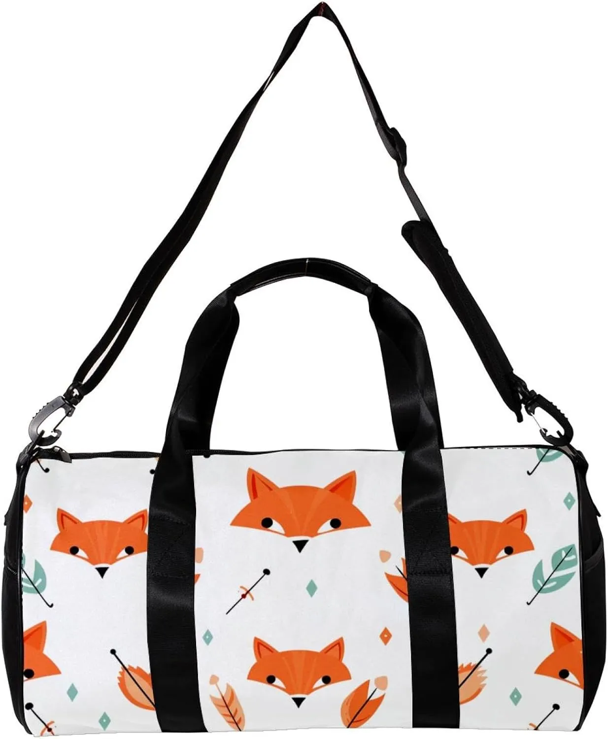 Travel Bag,Mens Gym Bag,Womens Gym Bag,Vector Pattern with Foxes and Arrows,Sports Bag