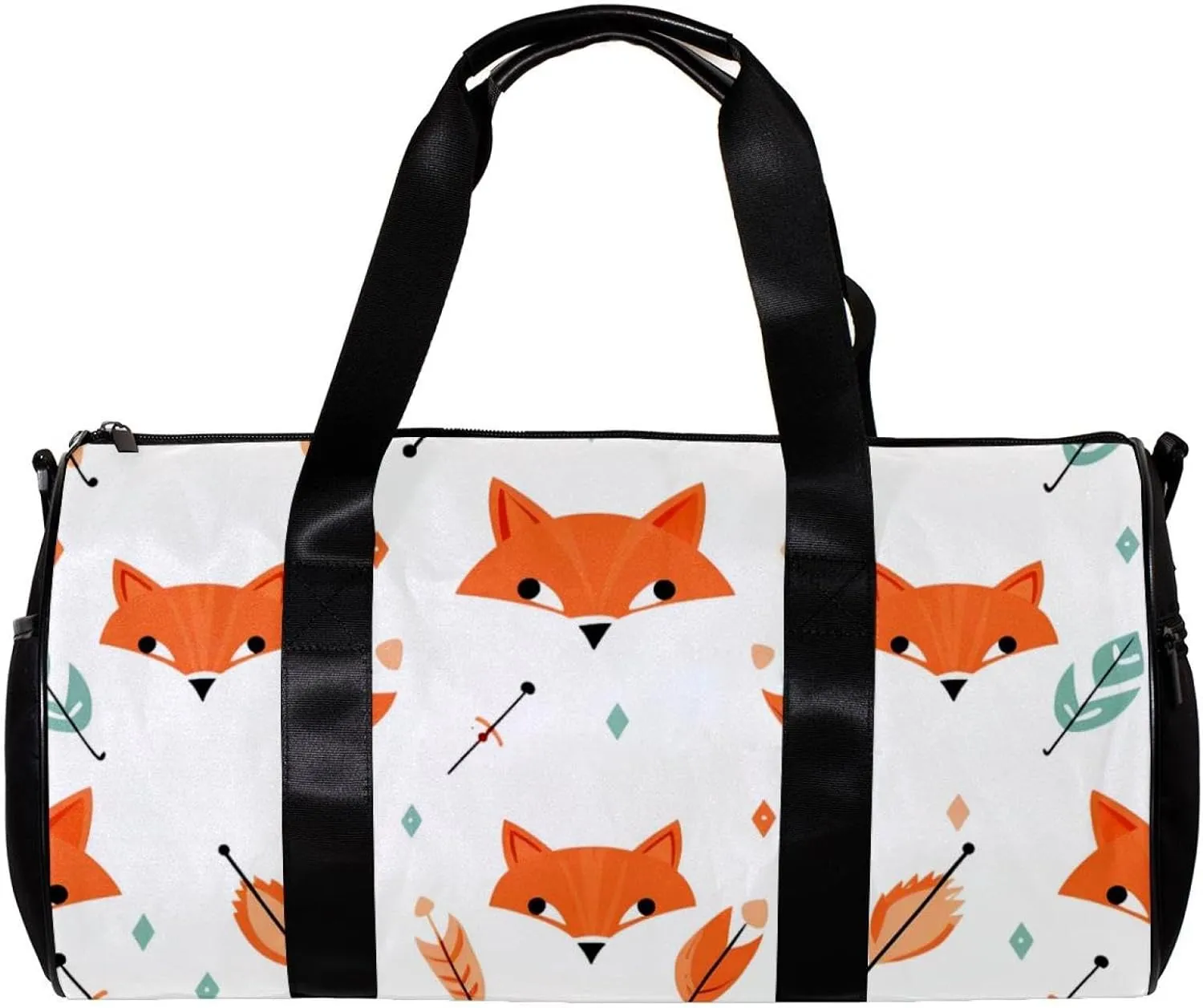 Travel Bag,Mens Gym Bag,Womens Gym Bag,Vector Pattern with Foxes and Arrows,Sports Bag
