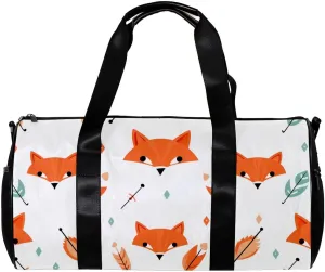 Travel Bag,Mens Gym Bag,Womens Gym Bag,Vector Pattern with Foxes and Arrows,Sports Bag