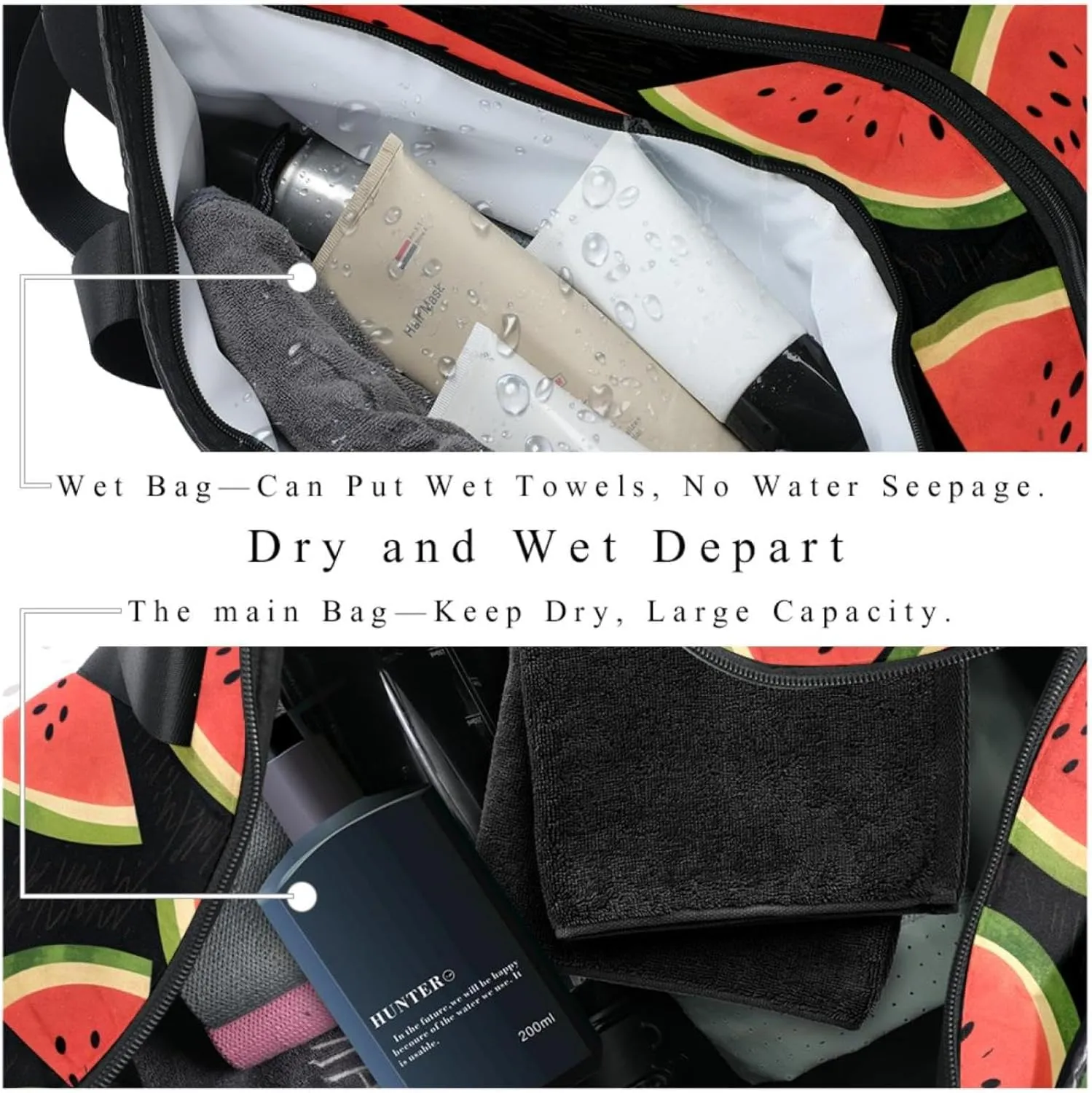 Travel Bag,Mens Gym Bag,Womens Gym Bag,Watermelon Black Sky,Sports Bag