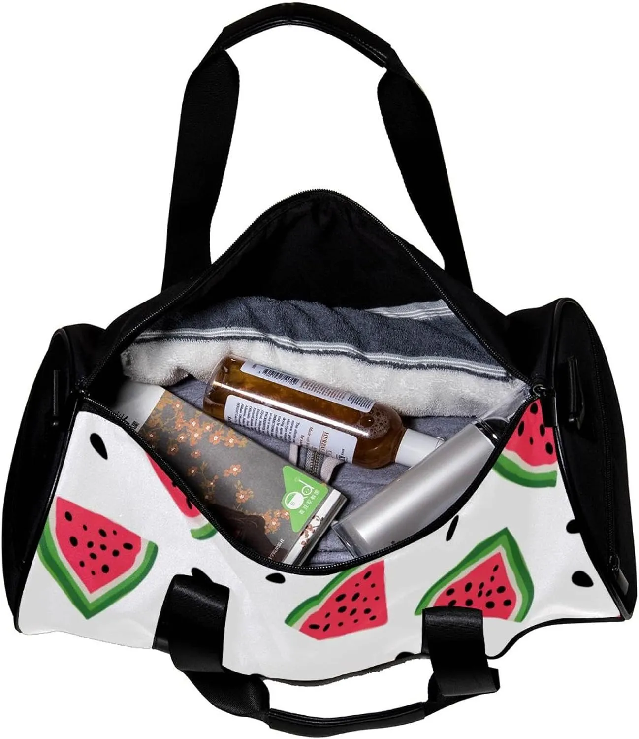 Travel Bag,Mens Gym Bag,Womens Gym Bag,White Background Pink Watermelon,Sports Bag
