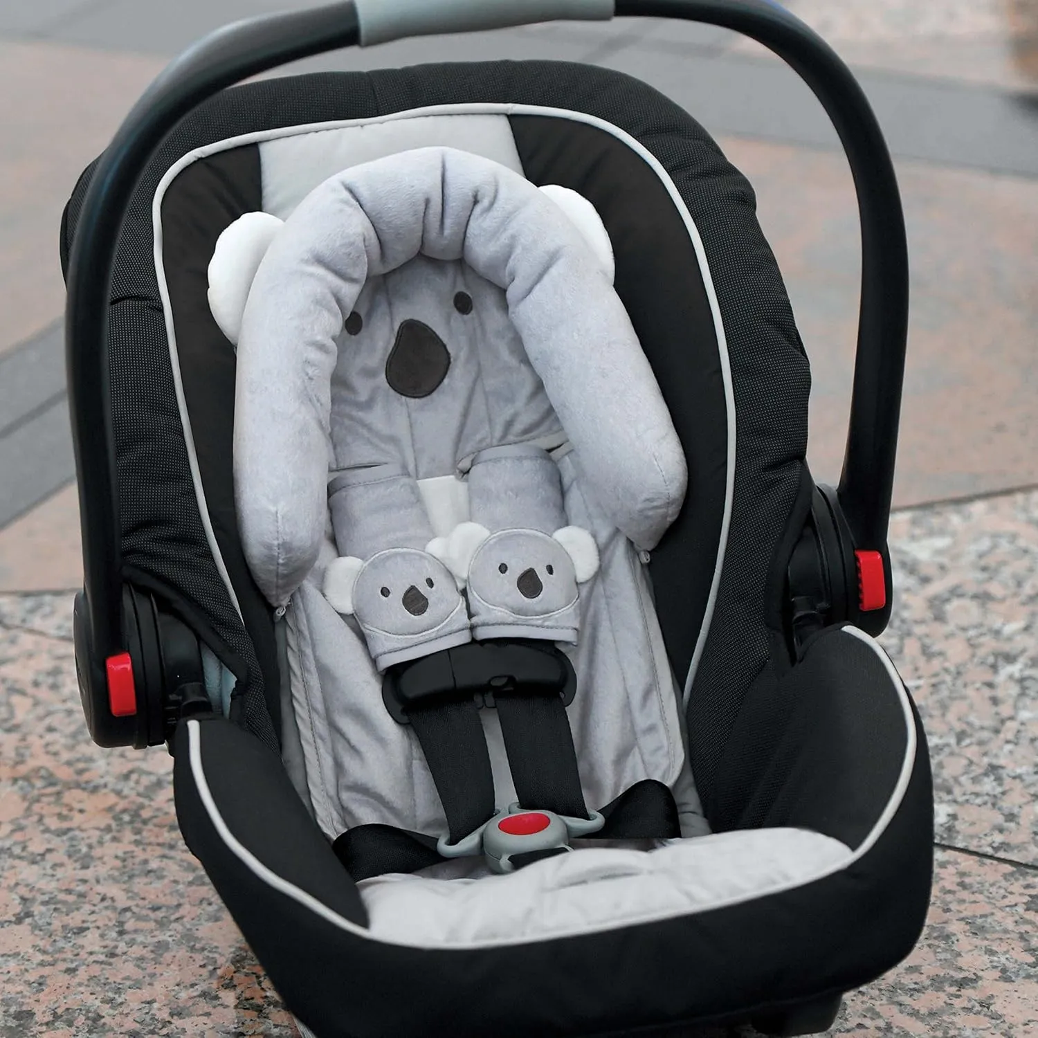 Travel Bug Baby & Toddler 3-Piece Head Support & Strap Covers Set for Car Seats, Strollers & Bouncers … (Koala)