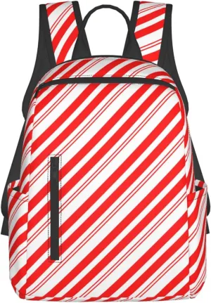 Travel Laptop Backpack Business Anti Theft Red White Stripes Christmas Candy Cane Durable Backpack College Computer Bag Gifts for Men & Women
