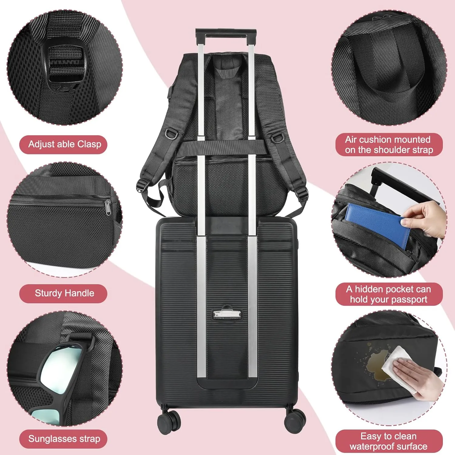 Travel Laptop Backpack for Men and Women, Business Anti Theft Slim Sturdy Laptops Backpack with USB Charging Port, Water Resistant College School Bag, Fits 15.6 Inch Notebook (Black)