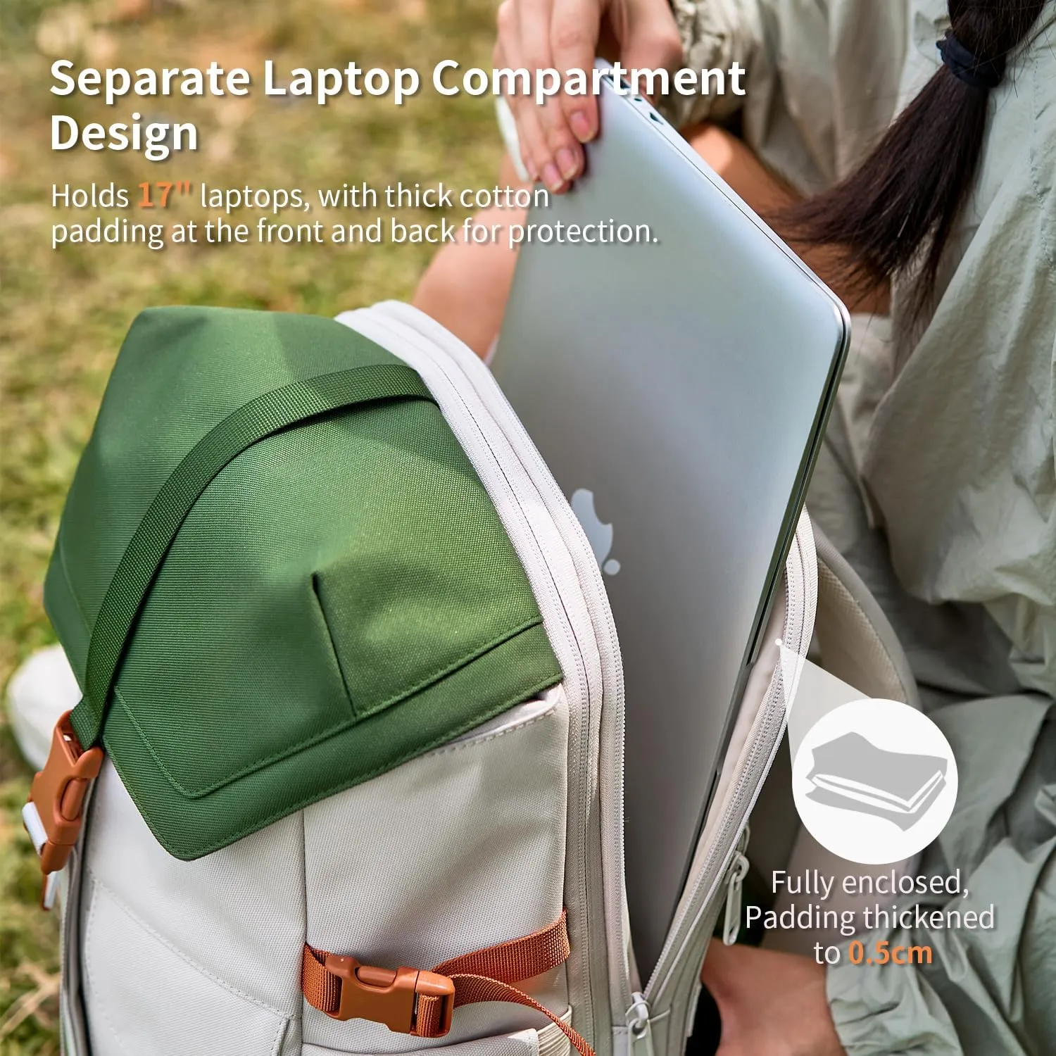 Travel Laptop Backpack for Men Women, Large School Backpack Fit 17 Inch Laptop, Carry on Backpack for Airplanes, Water Resistant & Comfortable College Computer Backpack (Forest Green)