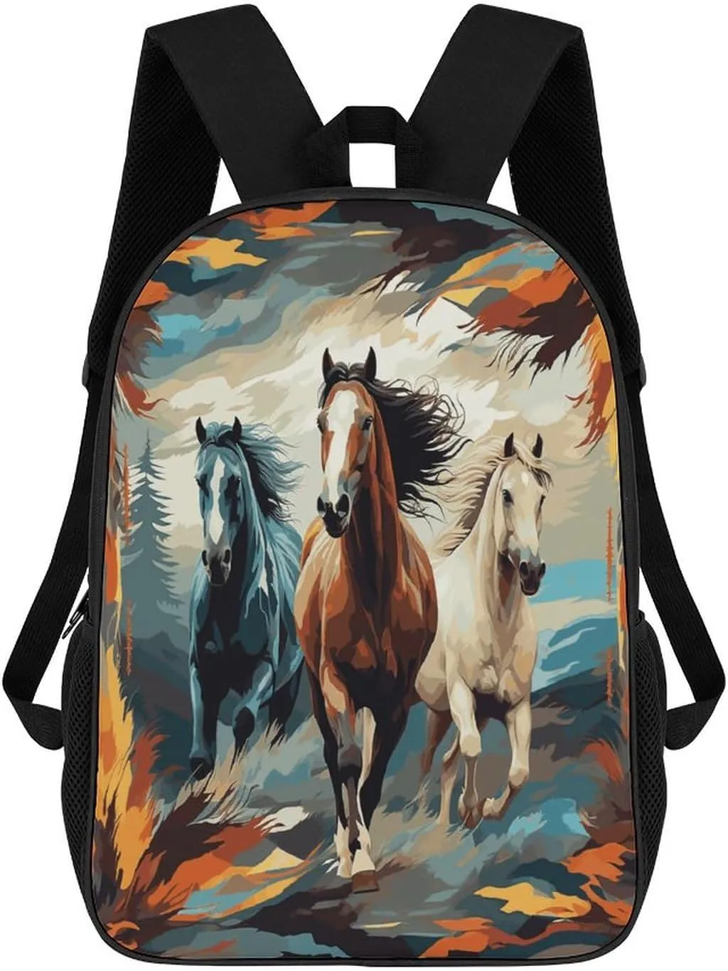 Travel Laptop Backpack Slim Durable Lightweight Back Pack Cute A Pattern with Horses As A Background Small Backpack For Women Men