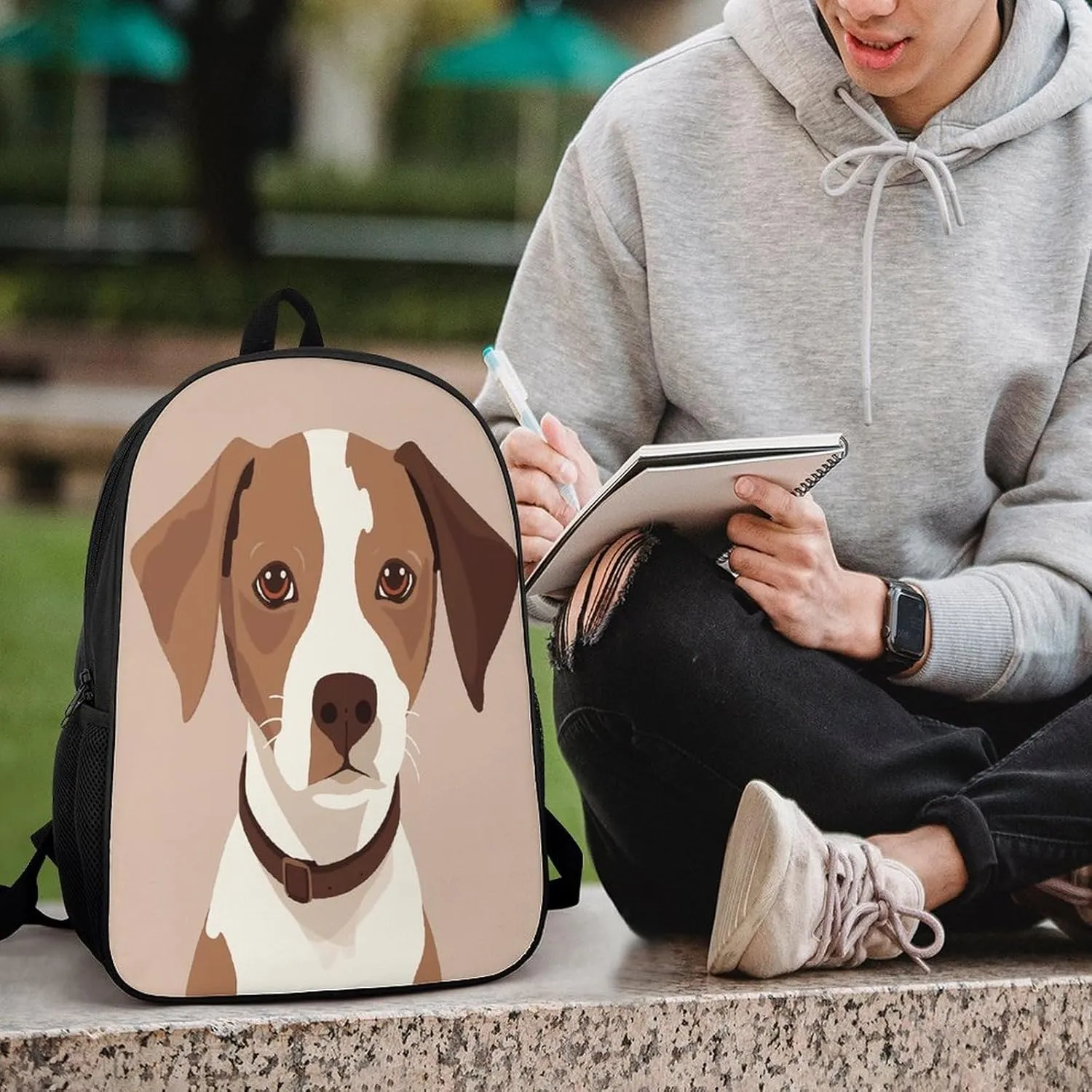 Travel Laptop Backpack Slim Durable Lightweight Back Pack Cute Animation Style Dog Small Backpack For Women Men