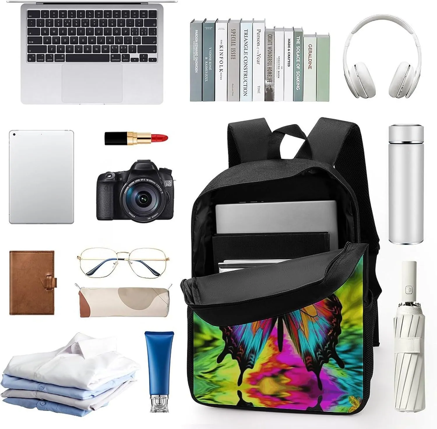Travel Laptop Backpack Slim Durable Lightweight Back Pack Cute Colorful Butterfly Small Backpack For Women Men