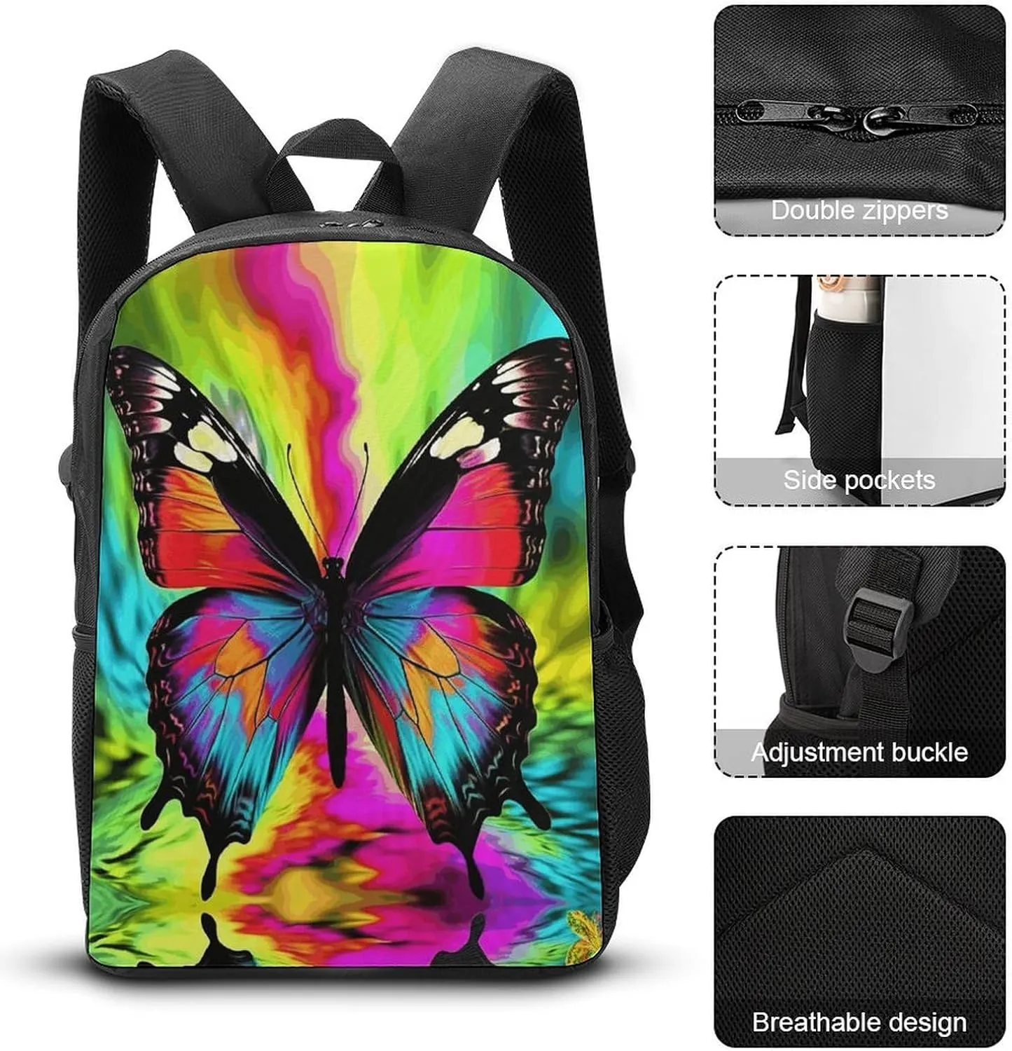 Travel Laptop Backpack Slim Durable Lightweight Back Pack Cute Colorful Butterfly Small Backpack For Women Men