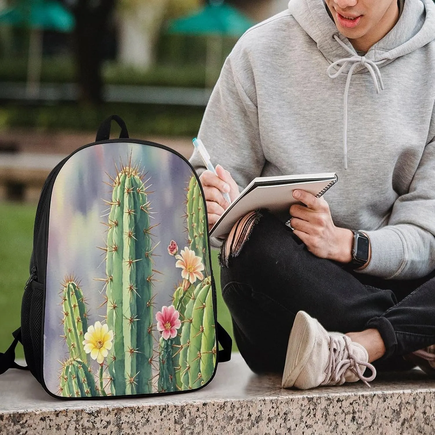 Travel Laptop Backpack Slim Durable Lightweight Back Pack Cute Long Cactus Small Backpack For Women Men