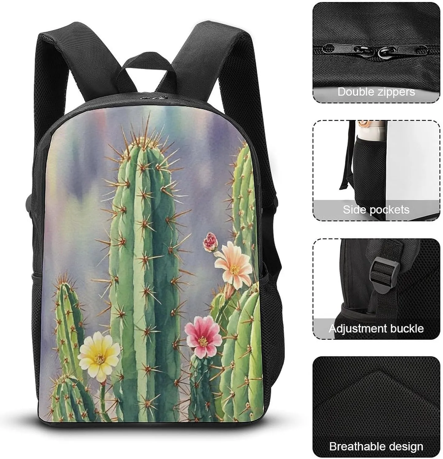 Travel Laptop Backpack Slim Durable Lightweight Back Pack Cute Long Cactus Small Backpack For Women Men