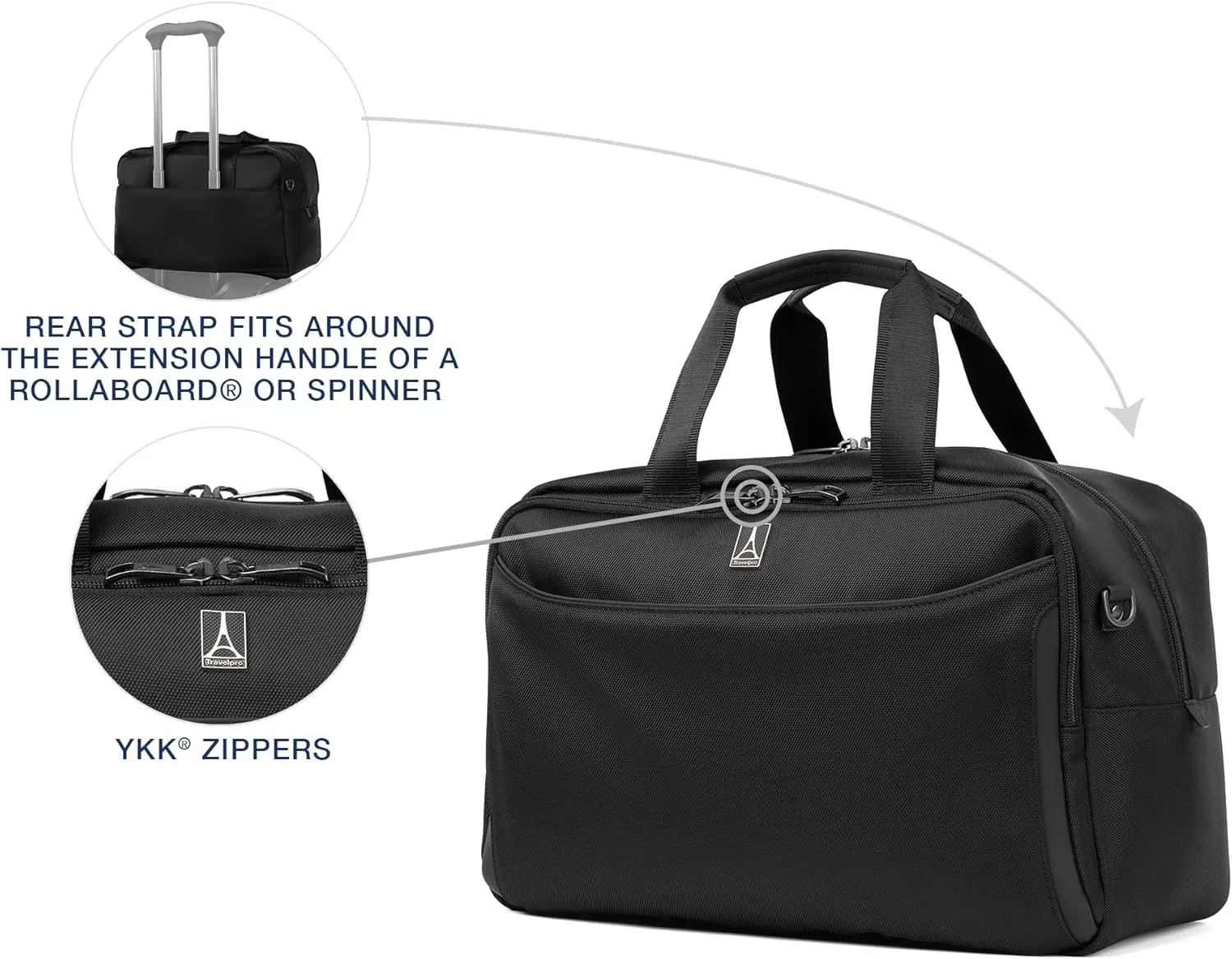 Travelpro Crew Classic Lightweight Softside Luggage, Underseat Travel Tote Bag, Men and Women, Black
